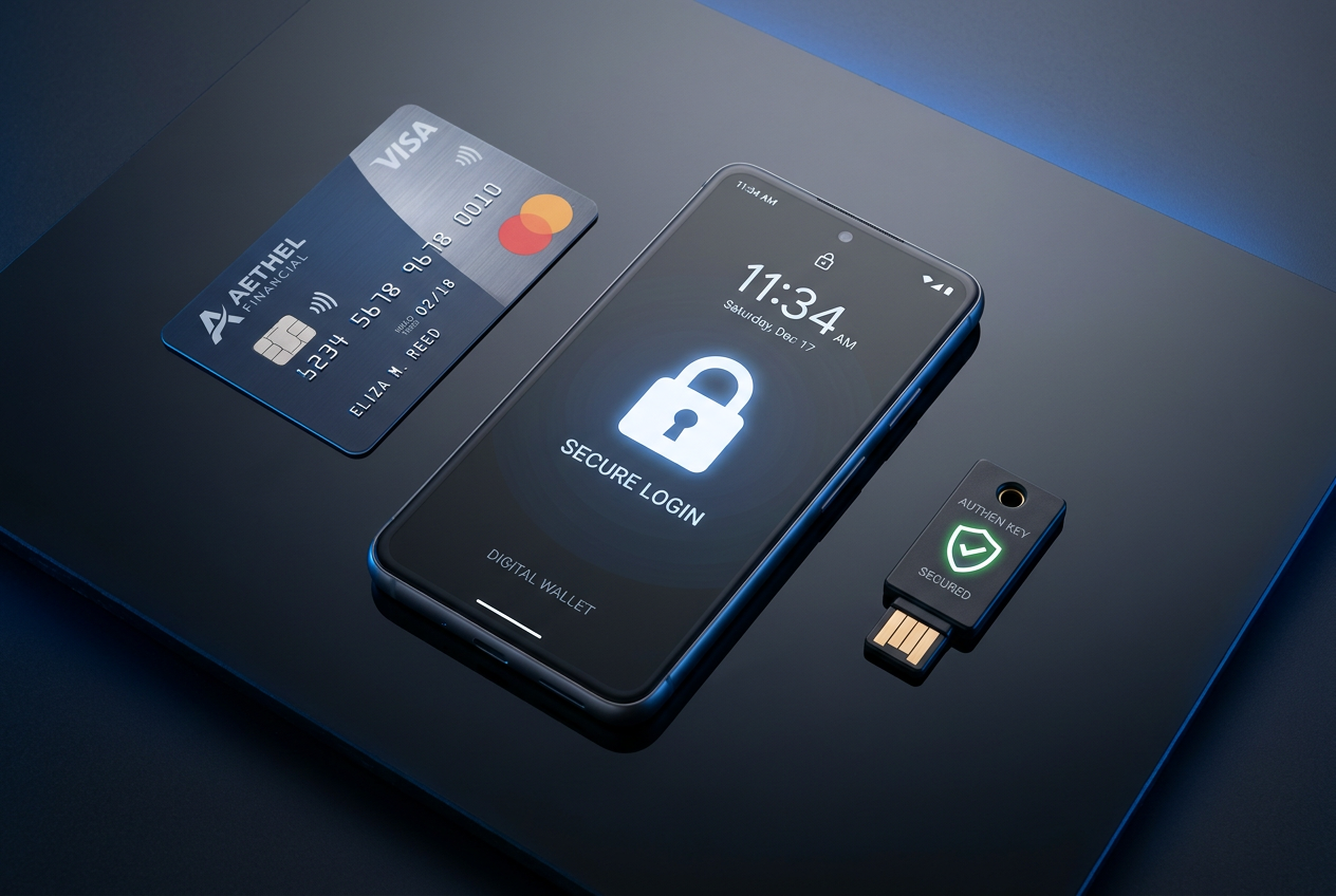 Digital security and payment icons representing safe online transactions