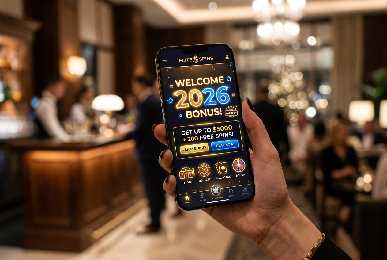 Smartphone displaying casino bonuses for 2026
